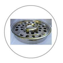 Round Silver-polished 40-hole Stainless Steel Tray with removable bread / wafer dish insert